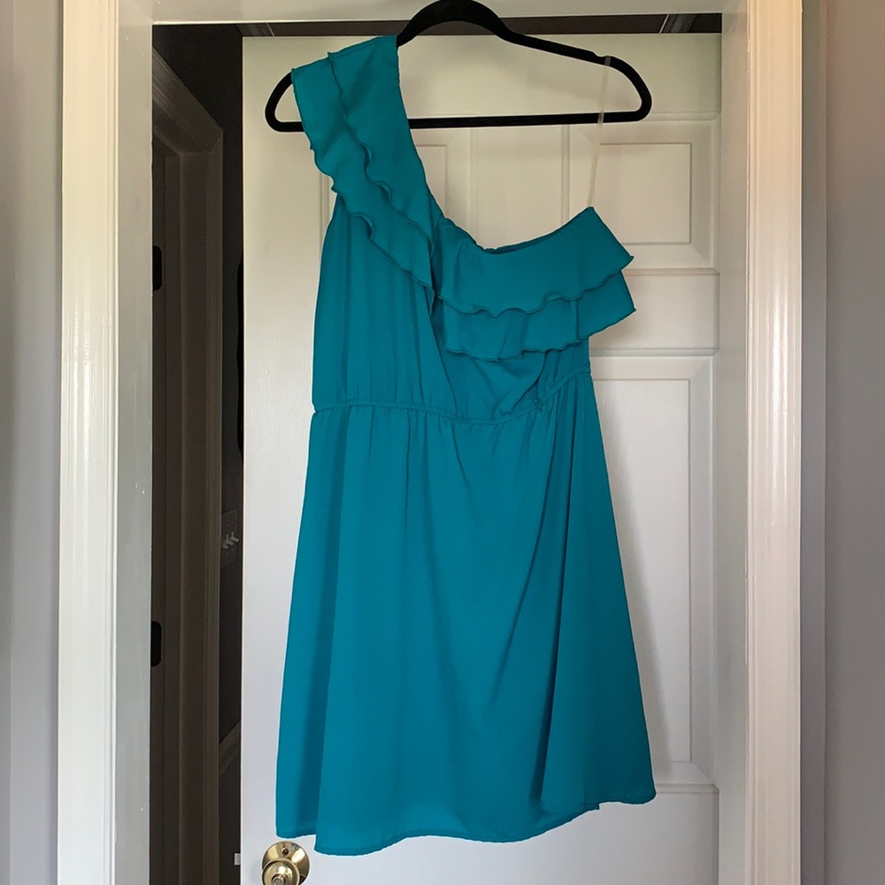 Teal One Shoulder Dress